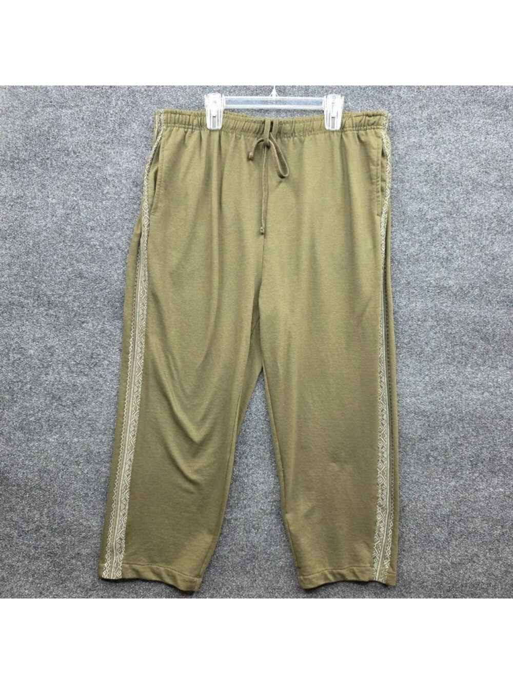KingSize Casual Pants 3XL Big Green Side Stripe Lounge Boho Hippie Comfy Artsy